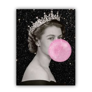 Queen Elizabeth II Art Bubble Gum Glittering Poster Print 11x8.5